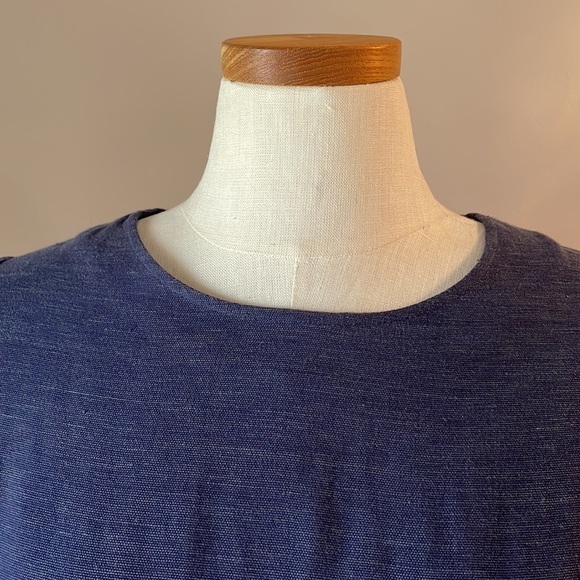 SESSUN hubertus shift dress linen rayon front pockets short sleeves blue size S - Picture 3 of 11